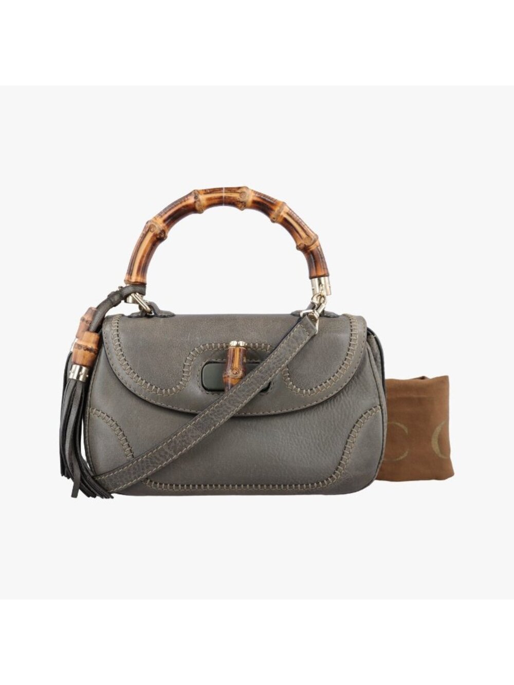 Gucci New Bamboo Gray Leather